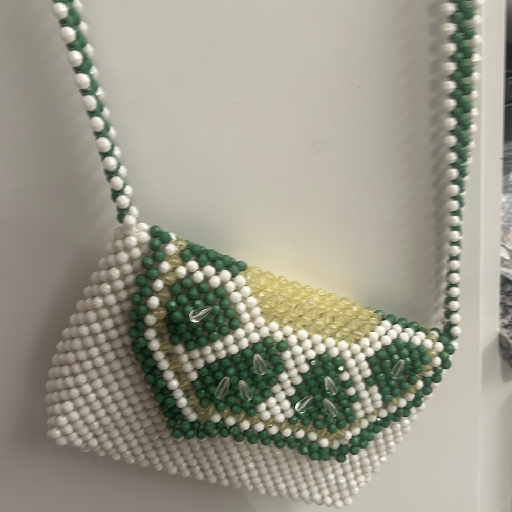 Beaded crossbody lime purse NWOT